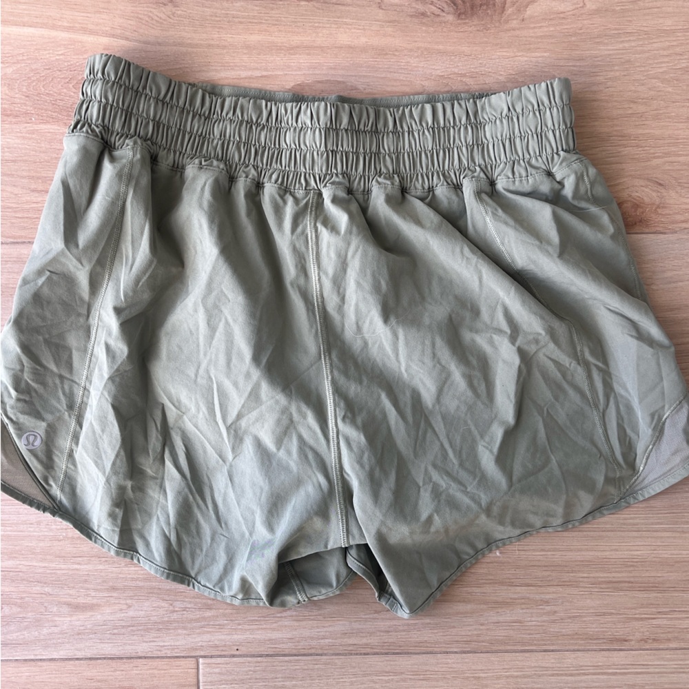 SOLD. Lululemon Olive Green Hotty Hot Shorts - Picture 3 of 4